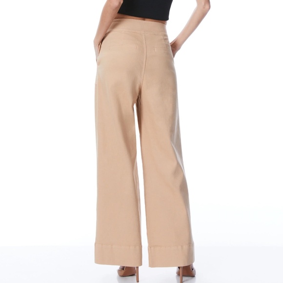 $295 NWOT Alice + Olivia The Donald High Rise Wide Leg Jeans in Almond Size 26 - Picture 2 of 12